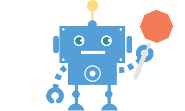 Robot holding stop sign